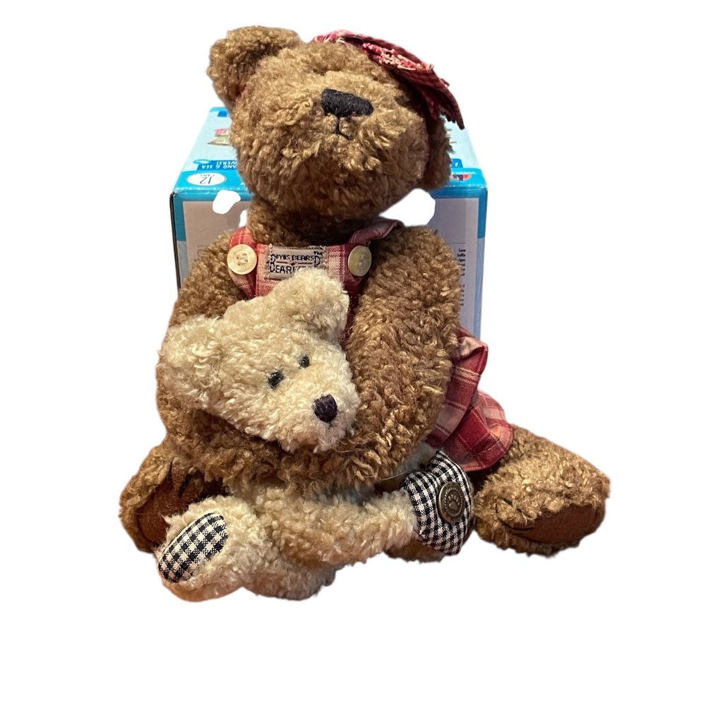 Boyd's Bears Momma McBearlove & Delmar Baby Posable Retired 10" and 6" Vintage